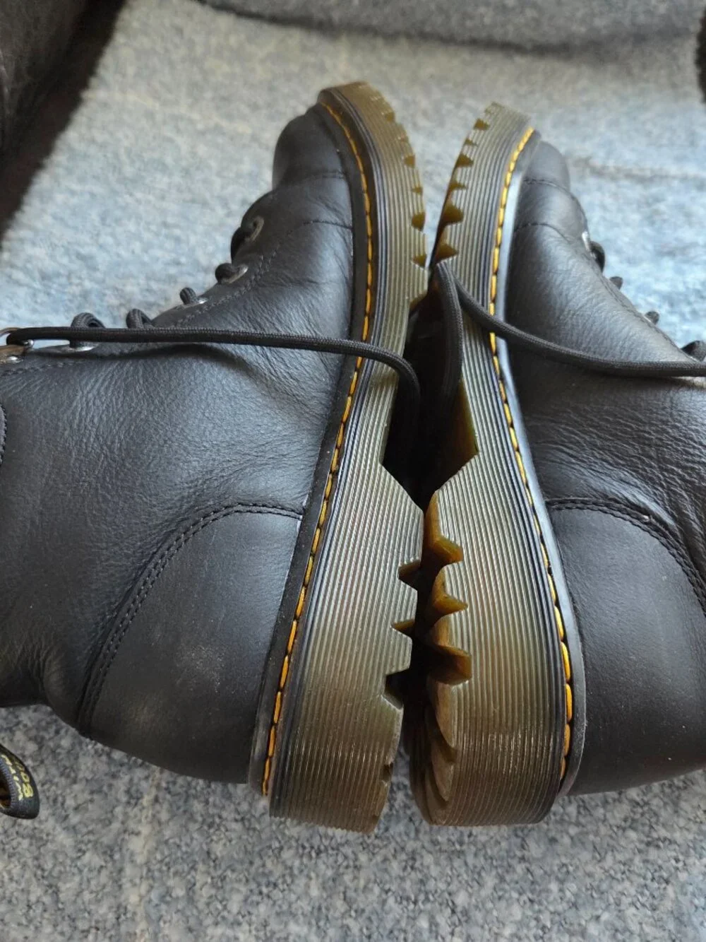 Dr. Martens Womens Faora Mid Top Black Leather Combat Ankle Boots Size US 10